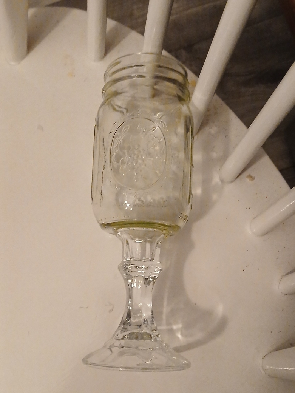 Vintage Glass Mason Jar Goblet - Clear Glass